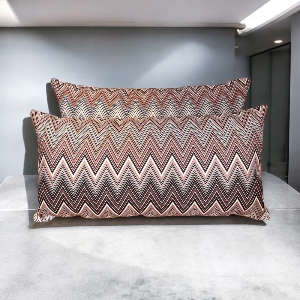 Zigzag Desenli Mürdüm Tonları Yastık Bel Yastığı