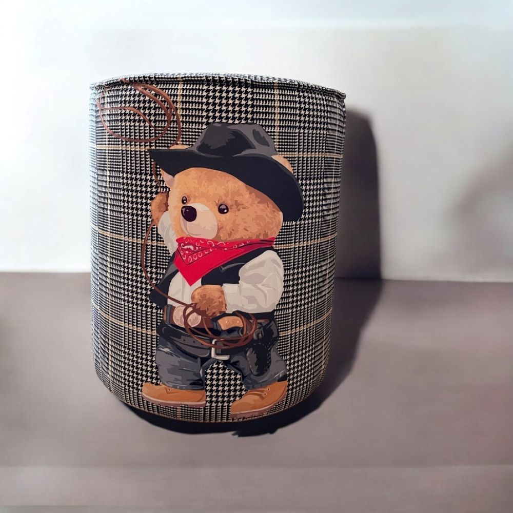Kovboy Teddy Ekose Kumaşlı Puf