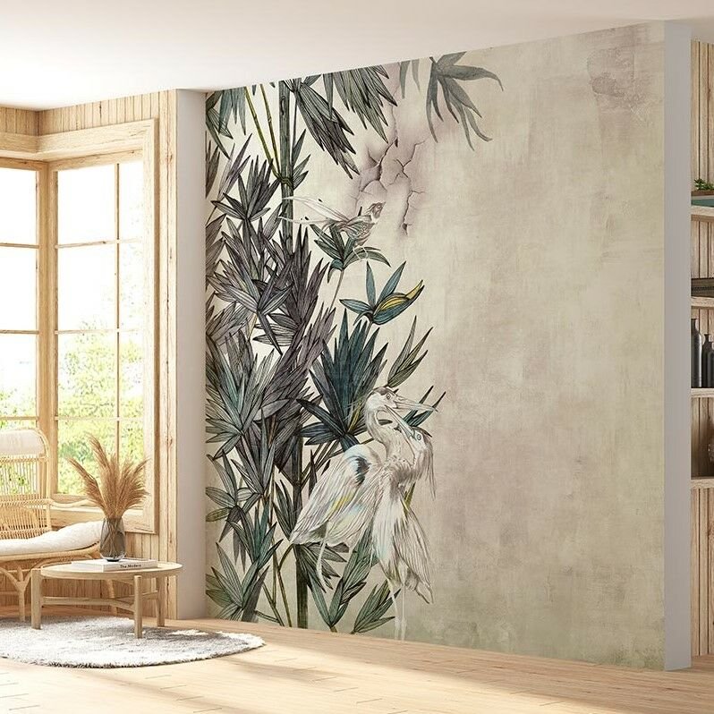 Pelikanlar Bambu Ağaçları Duvar Kağıdı