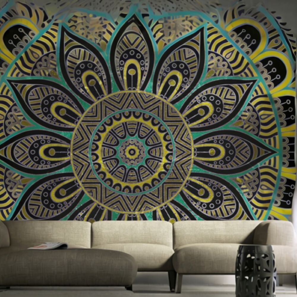 Yellow İznik Mandala Duvar Kağıdı