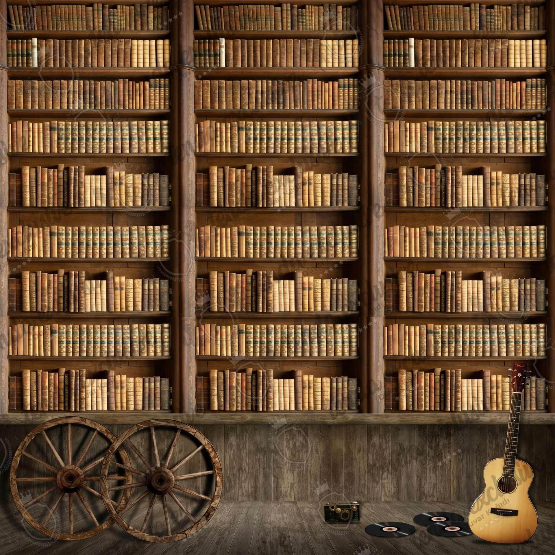 Kütüphane Ve Gitar Duvar Kağıdı