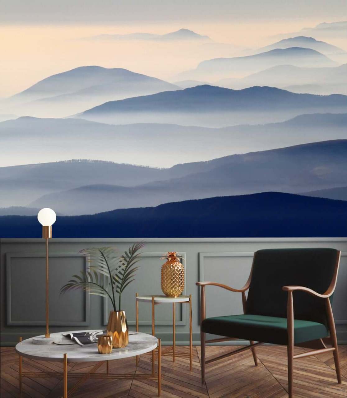 Misty Orman ve Dağlar Doğal Doğa Duvar Kağıdı