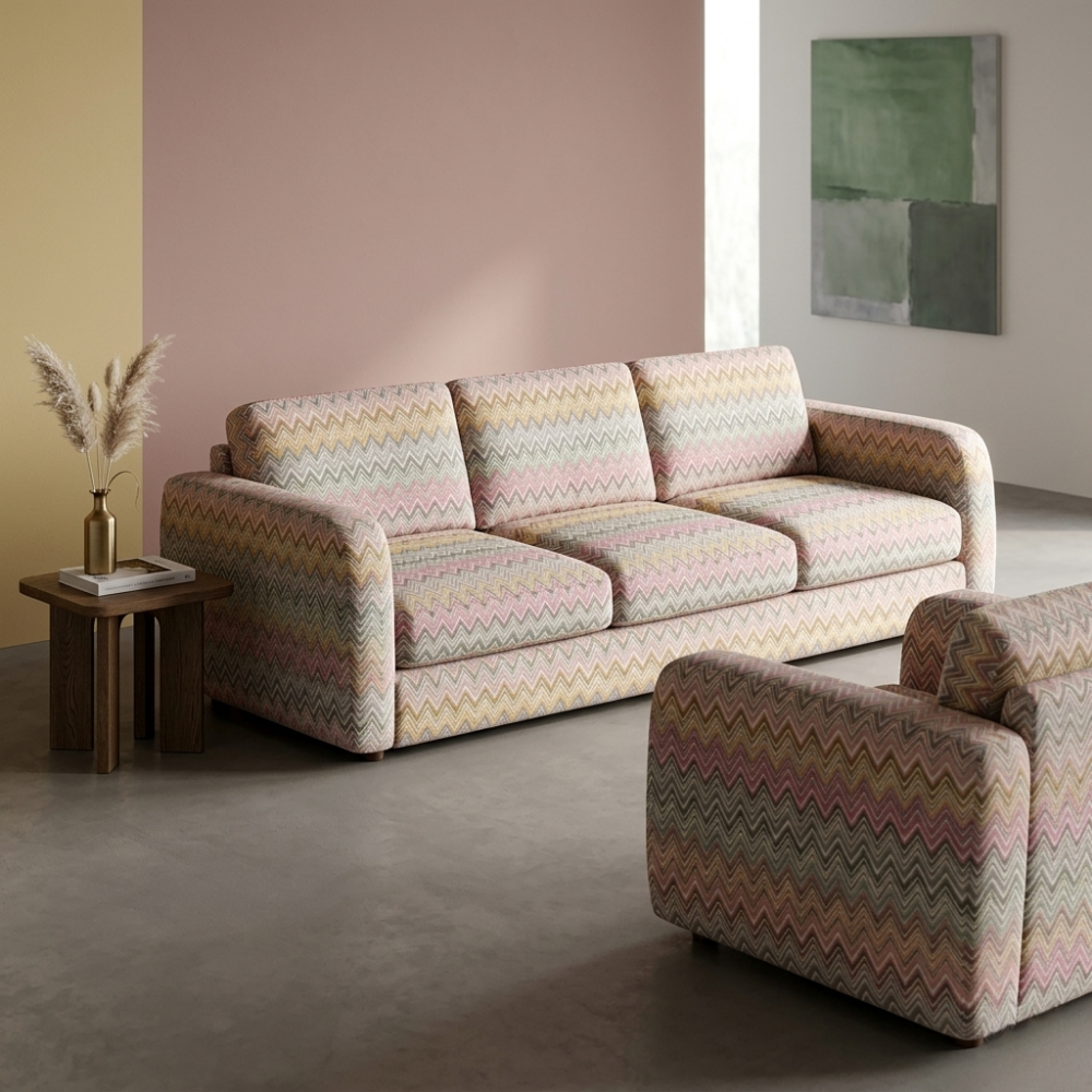Missoni Desen Zigzag Renkli Döşemelik Kumaş