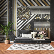 Siyah Beyaz Kahve Geometrik Desen Duvar Kağıdı