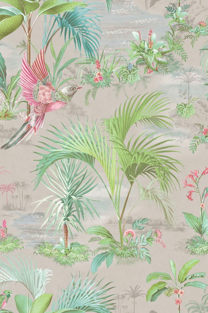 Pip Studio Palm Scene Gri Duvar Kağıdı