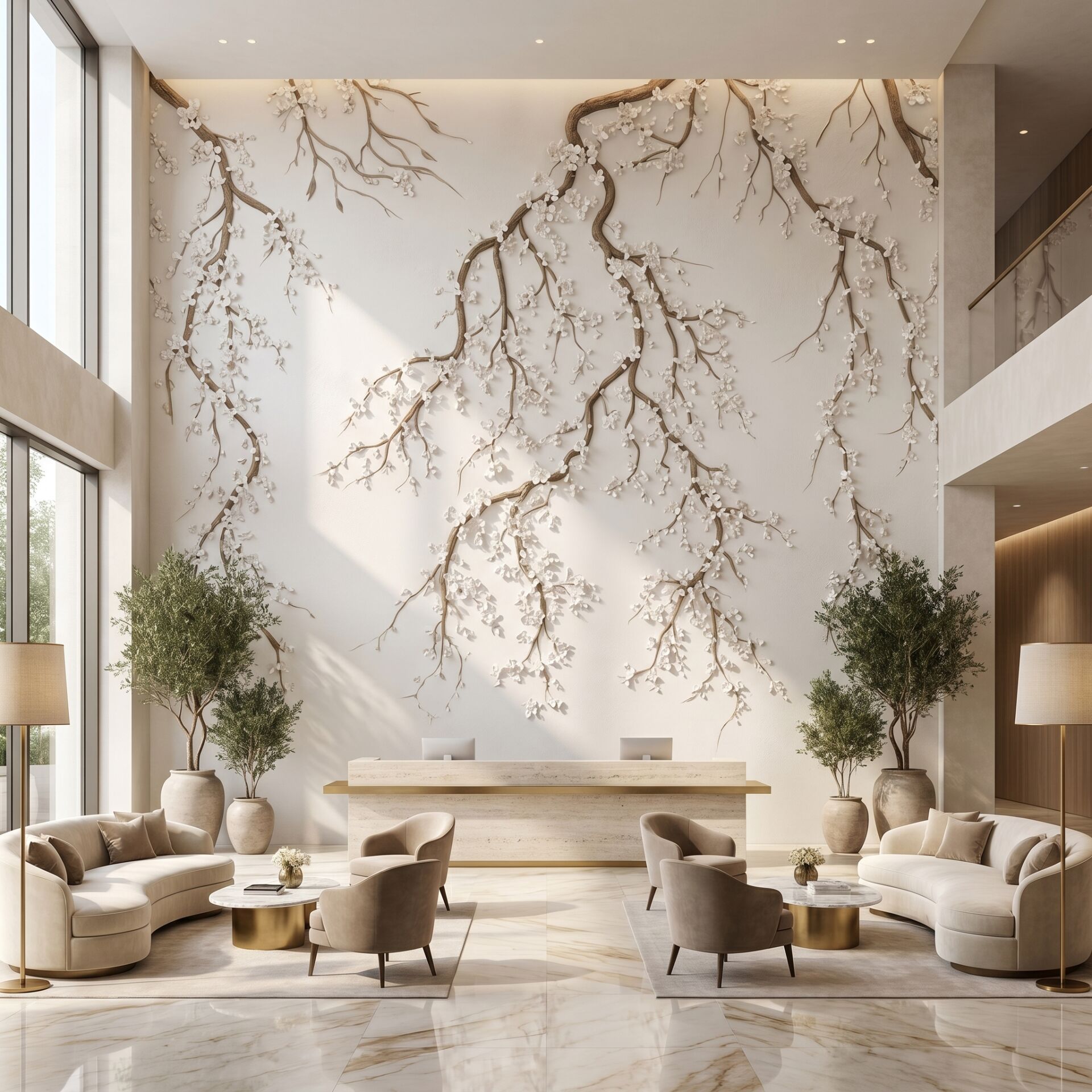 Beyaz Sakura Dalları Duvar Kağıdı