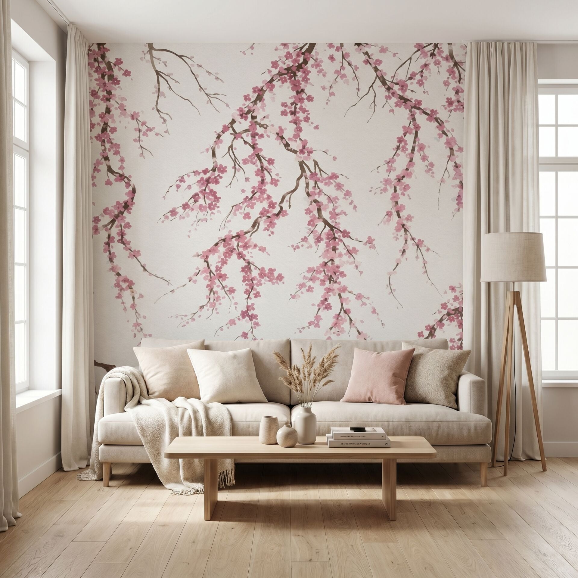 Pembe Sakura Çiçekleri Duvar Kağıdı
