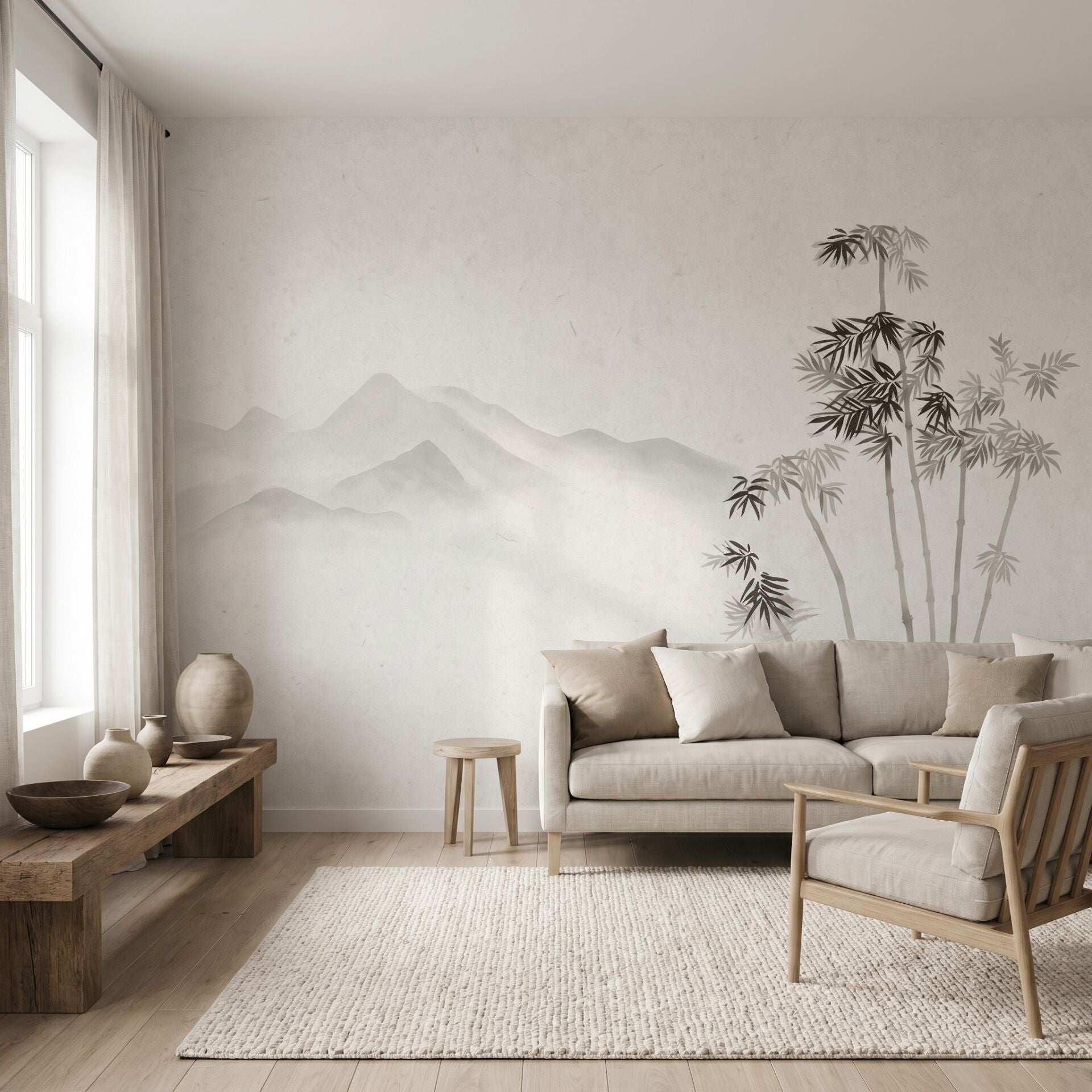 Zen Bambu Silüeti Duvar Kağıdı