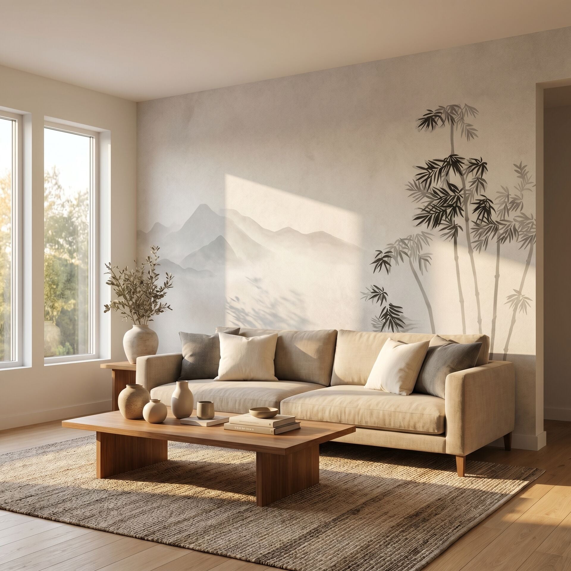 Zen Bambu Silüeti Duvar Kağıdı