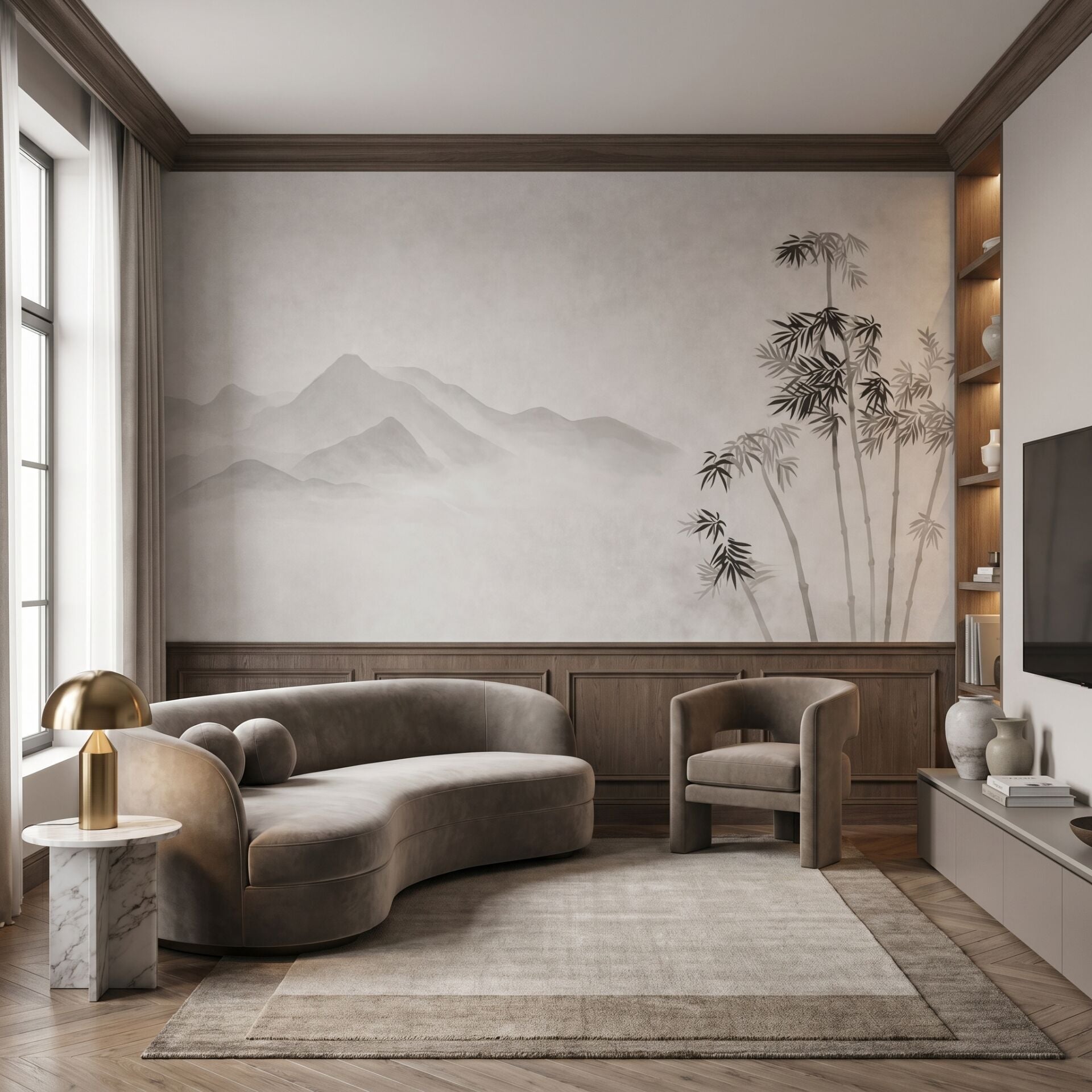 Zen Bambu Silüeti Duvar Kağıdı