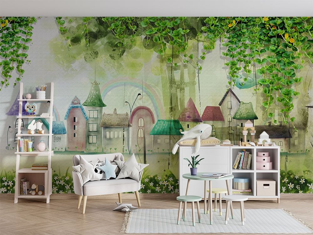 Uva Sarmaşıklar İçinde Minik Köy Duvar Kağıdı