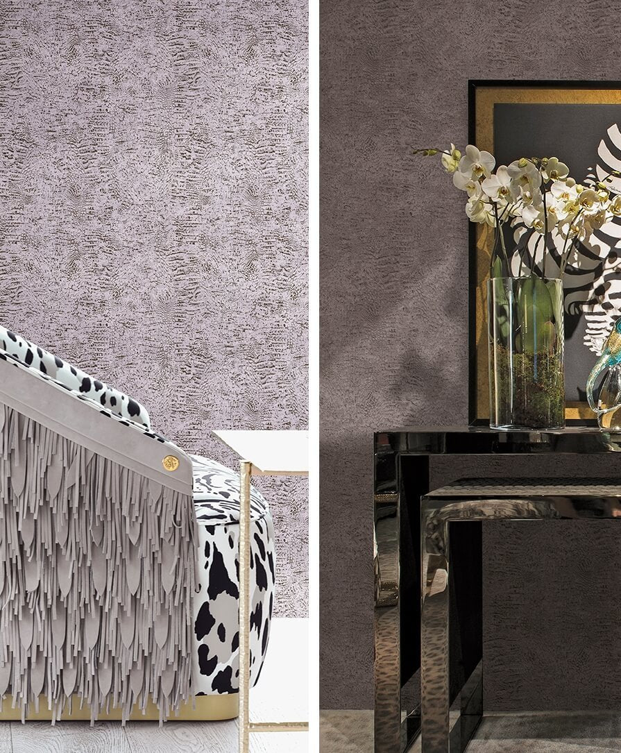 Roberto Cavalli Leopar Desen Siyah Antrasit Duvar Kağıdı