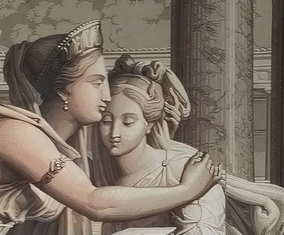 Tarihi Avluda Anne Kız Ve Melekler Duvar Kağıdı