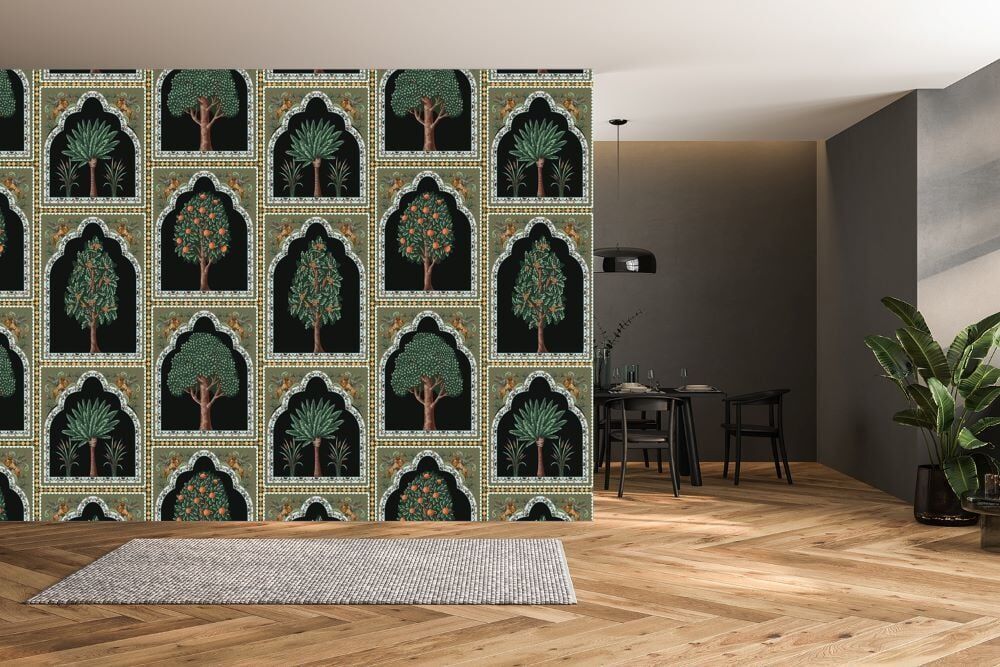 Sultanlar Sarayı Siyah Detaylı Ihlamur Ağaçları Duvar kağıdı