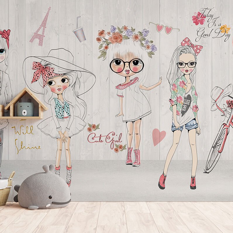 Cartoon Girls Çizim Kızlar Duvar Kağıdı