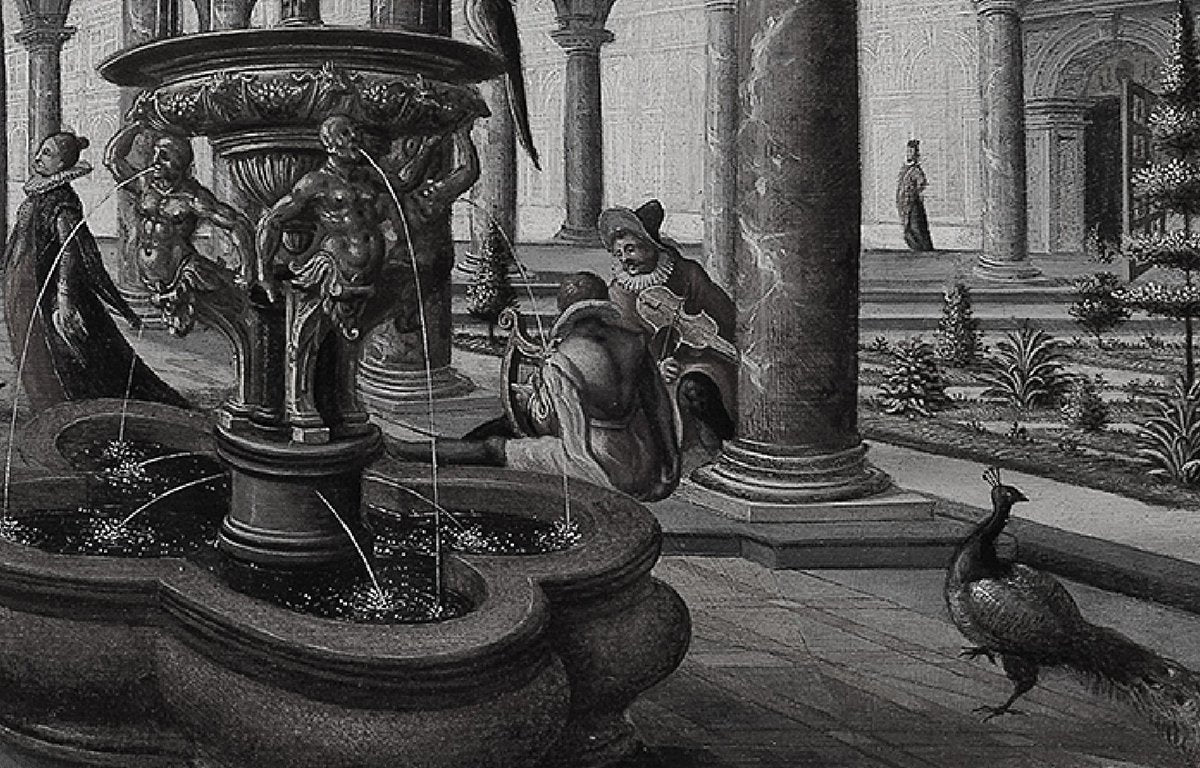 Antrasit Gri Sütunlar Tarihi Kapılar Duvar Kağıdı