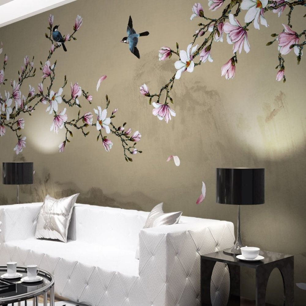 Vizon Zeminde Japon Sakura Çiçekleri Duvar Kağıdı