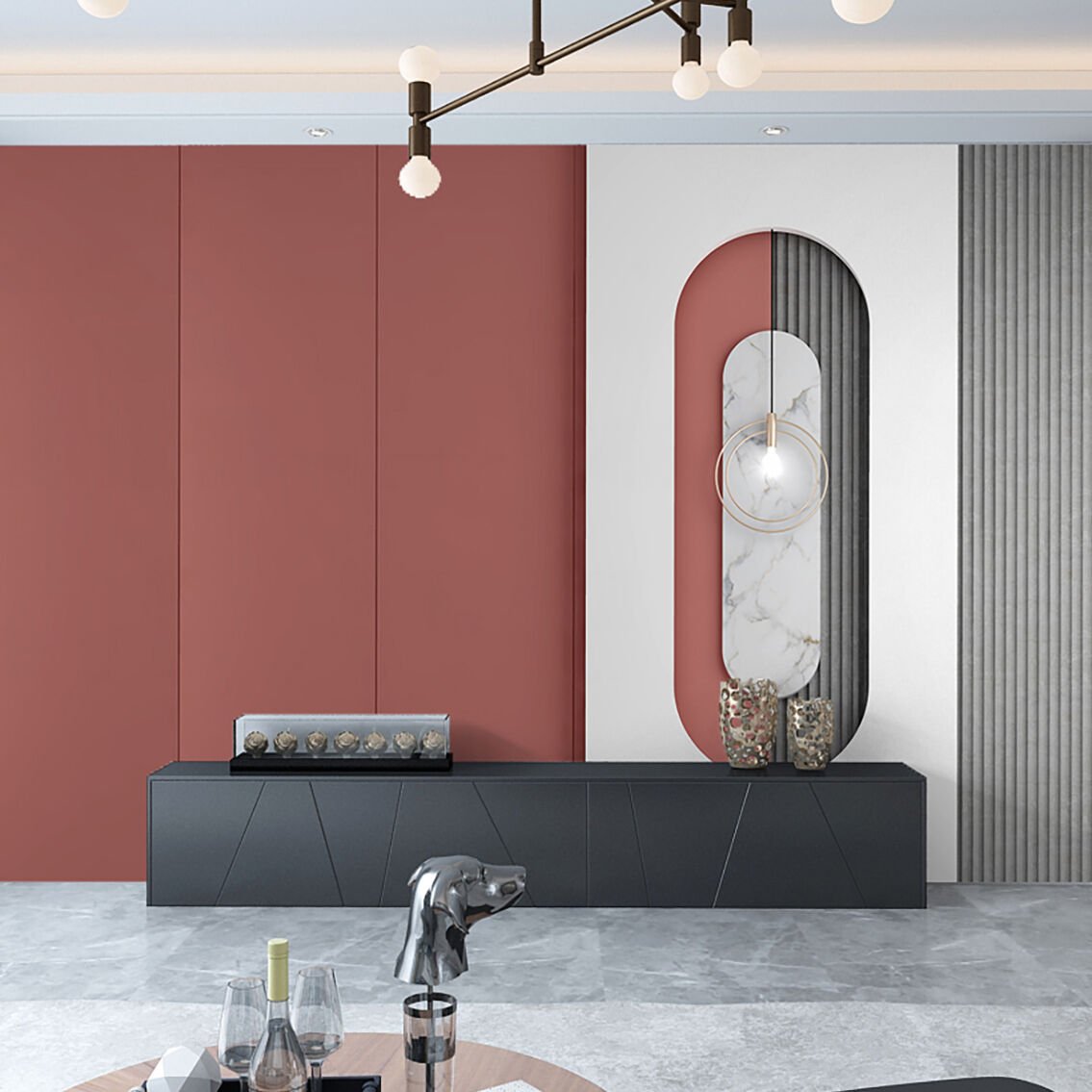 Geometrik Desen Bordo Gri Duvar Kağıdı
