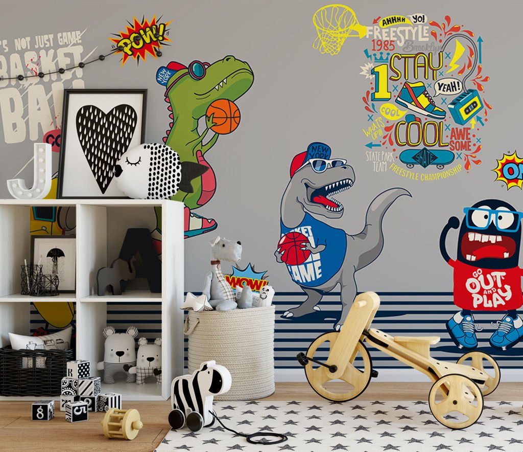Dinosaur Graffiti Çocuk Duvar Kağıdı