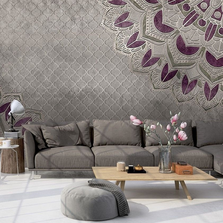 Purple Berlin Mandala Desen Duvar Kağıdı