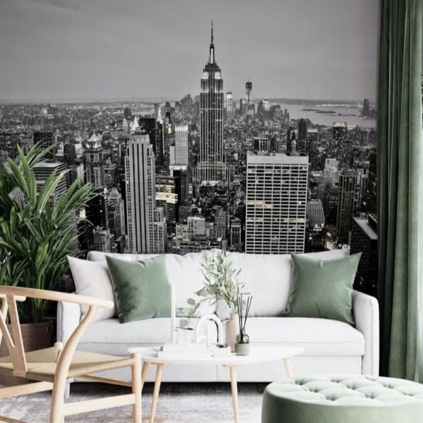 Siyah Beyaz Çizim Göktelenler Şehir Duvar Kağıdı