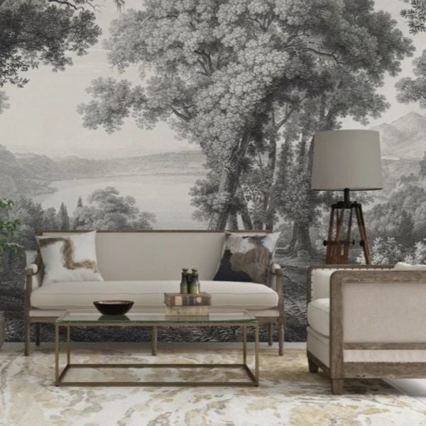 Siyah Beyaz Ormanda İnsanlar Duvar Kağıdı