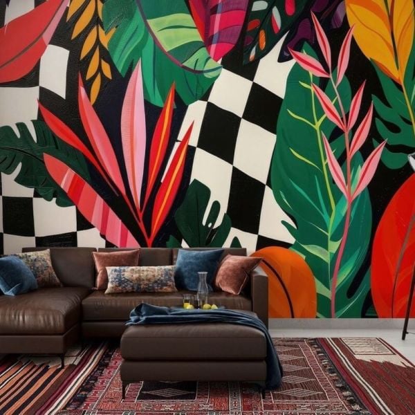 Veliaht Dizisi Dama Desen Yapraklar Duvar Kağıdı