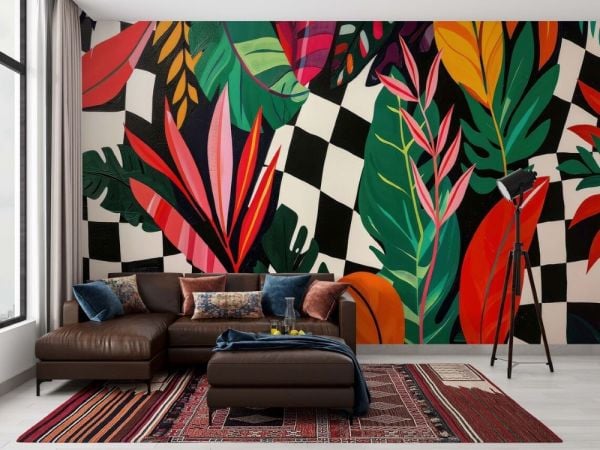 Veliaht Dizisi Dama Desen Yapraklar Duvar Kağıdı