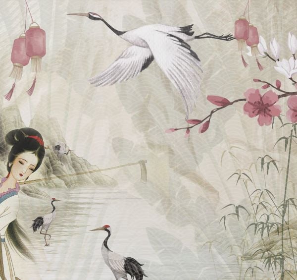 Uzak Doğu Figüratif Desen Duvar Kağıdı