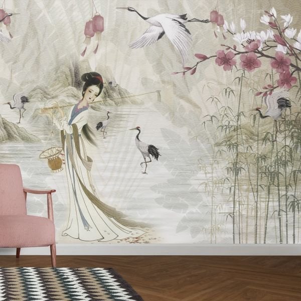 Uzak Doğu Figüratif Desen Duvar Kağıdı