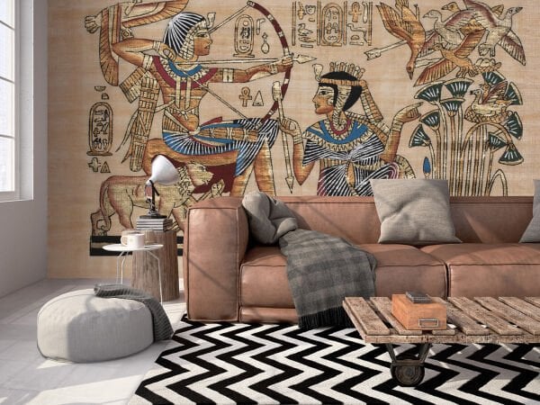 Papyrus Mısır Desen Duvar Kağıdı