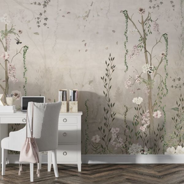 Sarmaşık Beyaz Çiçekler Duvar Kağıdı