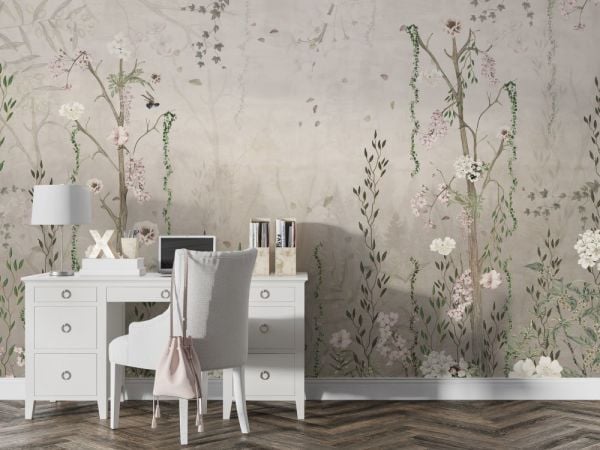 Sarmaşık Beyaz Çiçekler Duvar Kağıdı