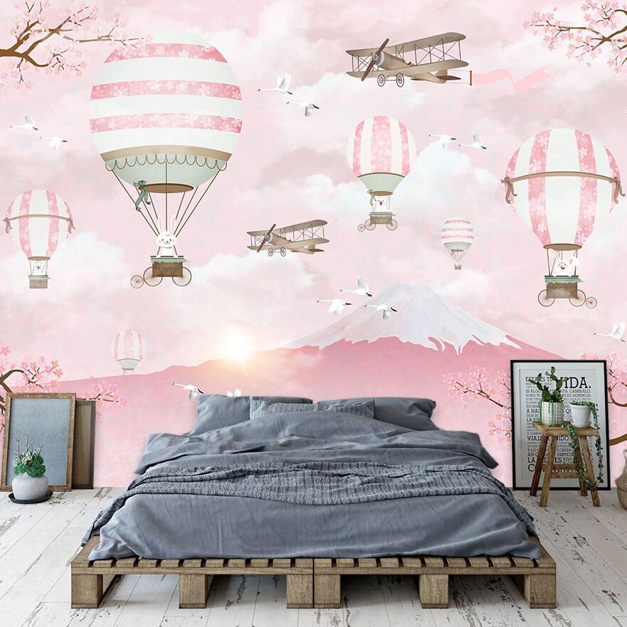Cartoon Hot Air Balloons Çocuk Duvar Kağıdı
