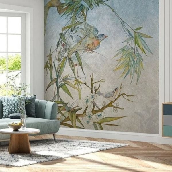 Bambu Ağacında Minik Serçe Kuş Duvar Kağıdı