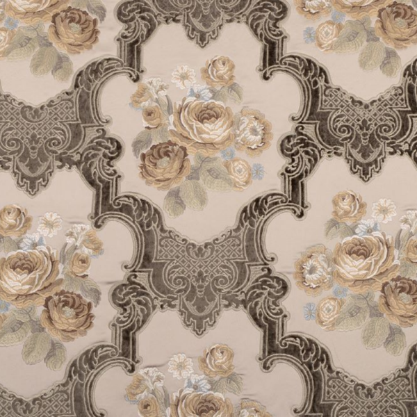 Saten Üzerine Nakışlı Aplike Döşemelik Perdelik Kumaş