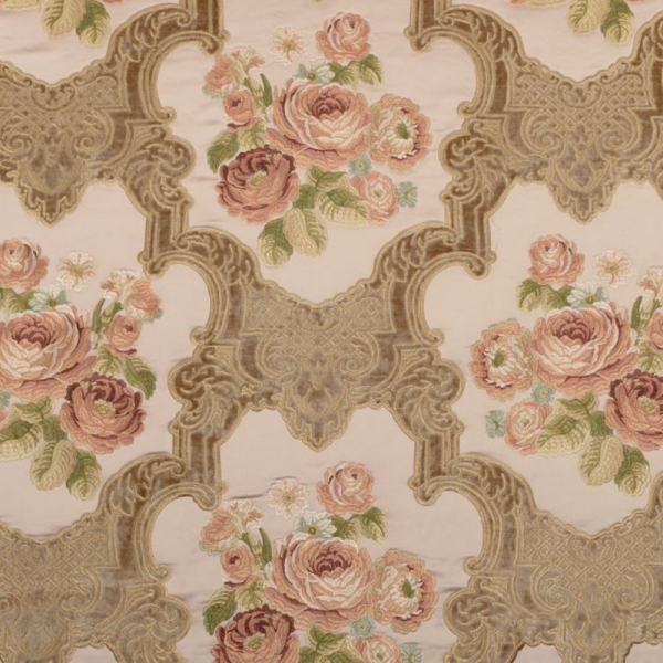 Saten Üzerine Nakışlı Aplike Döşemelik Perdelik Kumaş