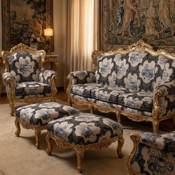 Saten Üzerine Nakışlı Aplike Döşemelik Perdelik Kumaş