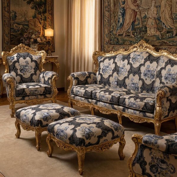 Saten Üzerine Nakışlı Aplike Döşemelik Perdelik Kumaş