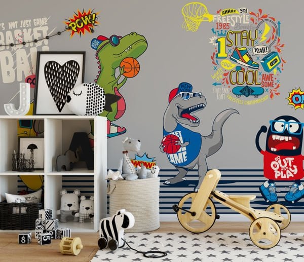 Dinosaur Graffiti Çocuk Duvar Kağıdı