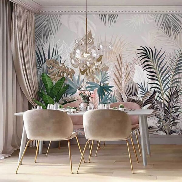 Soft Tropik Yapraklar Büyük Duvar Kağıdı