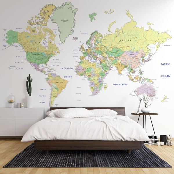 Kıtalar Dünya Haritası Duvar Kağıdı