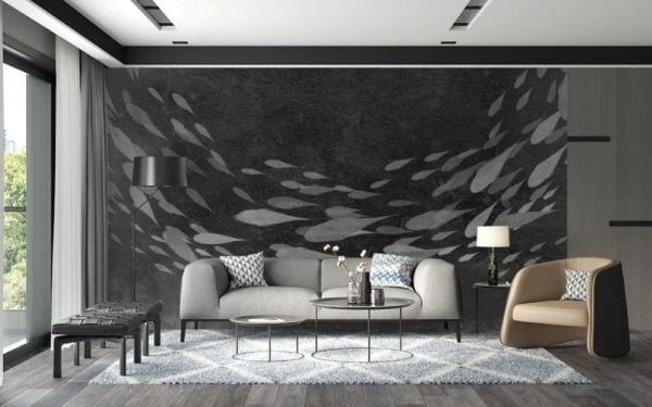 Koi Balığı Siyah Kumlar İçinde Duvar Kağıdı