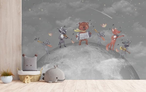 Ayda Müzik Aletleri Çalan Mutlu Hayvanlar Duvar Kağıdı