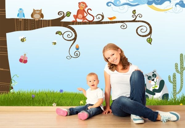 Happy Day Baykuş Panda Duvar Kağıdı