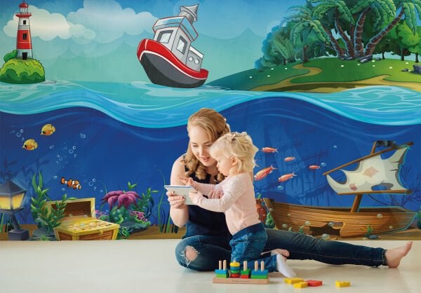 Underwater Batık Gemi Hazine Duvar Kağıdı