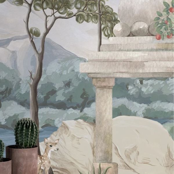 Çölde Vaha Deve Tasarım Duvar Kağıdı