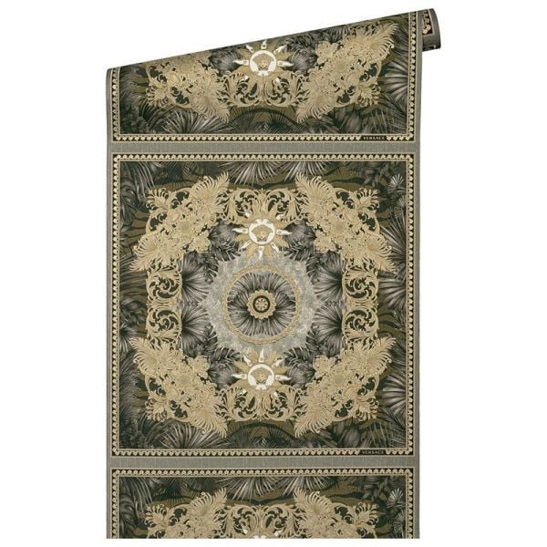 Versace 5 Koleksiyonu Karo Kahverengi Desen Duvar Kağıdı