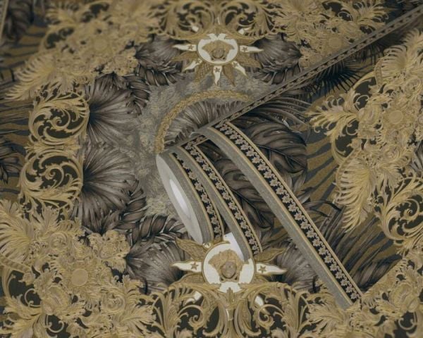Versace 5 Koleksiyonu Karo Kahverengi Desen Duvar Kağıdı