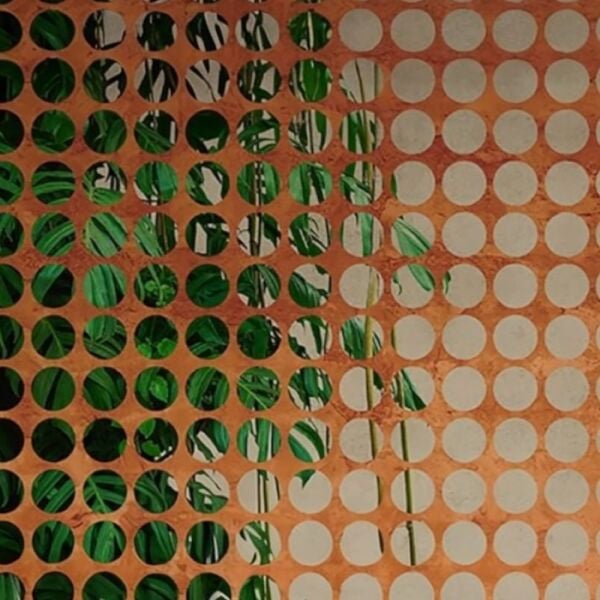 Yuvarlak Detaylı Çerçeve Arkasında Tropik Bitkiler Duvar Kağıdı